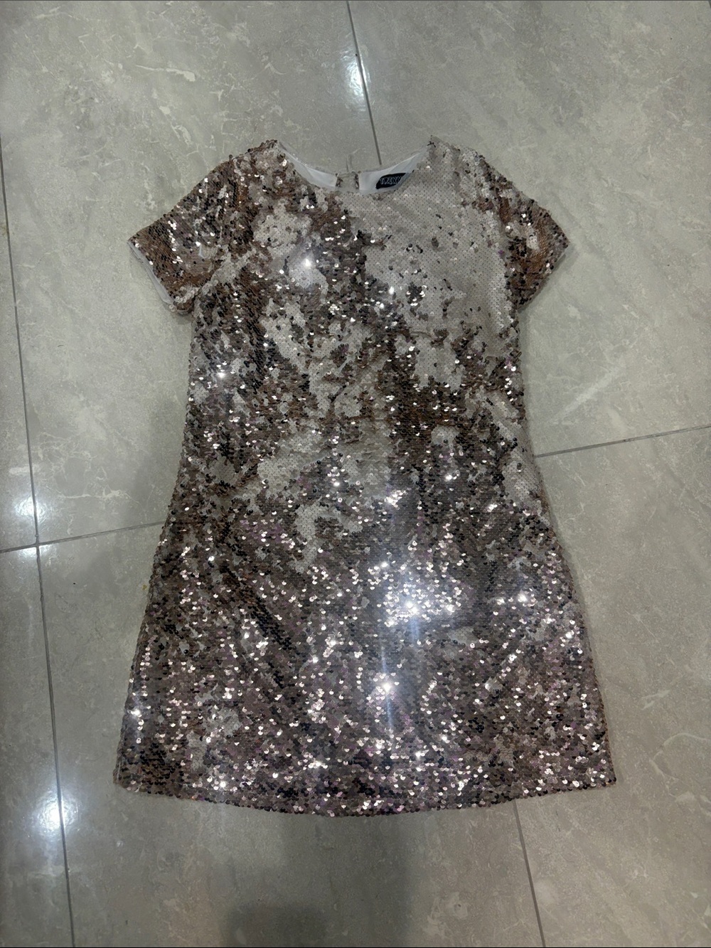 Sequin Shift Dress for Girls - Champagne Sparkle